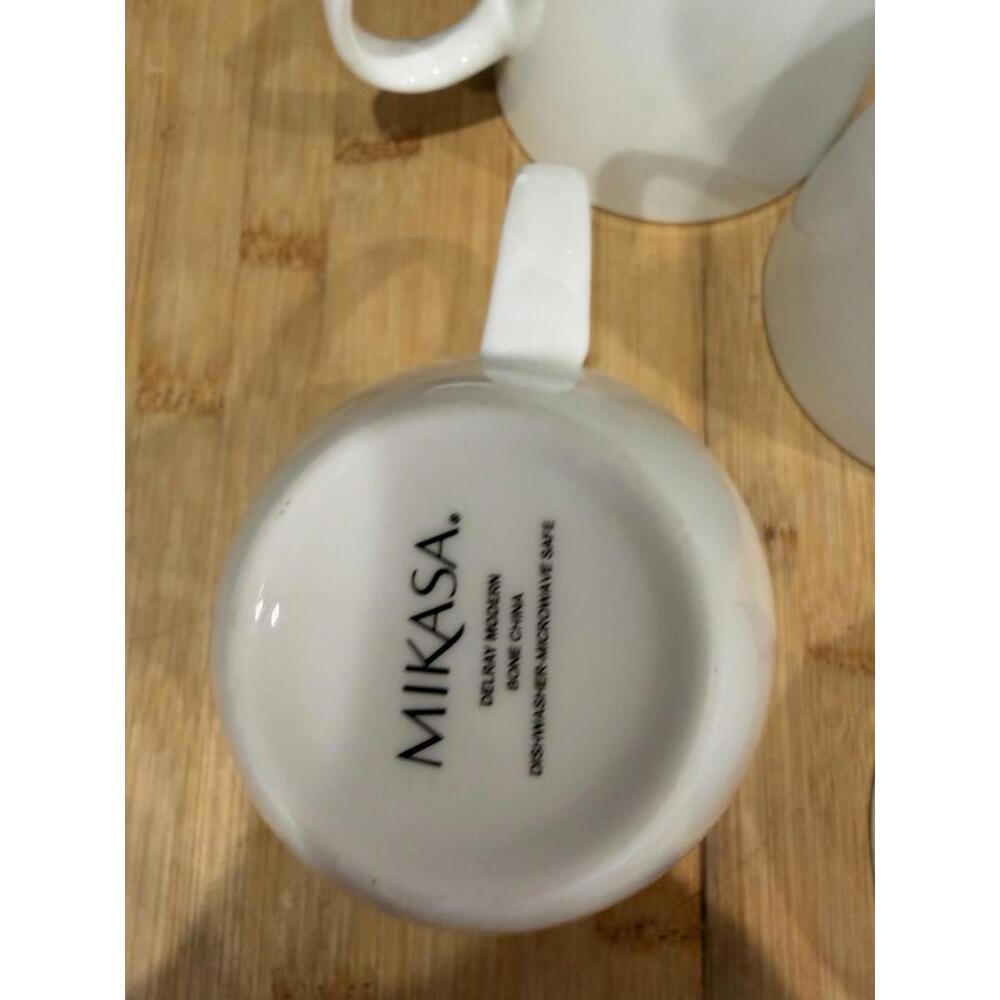 Mikasa Delray Modern White Bone China Coffee Mug Cup & Bowl Set Of 4 * - Picture 13 of 14